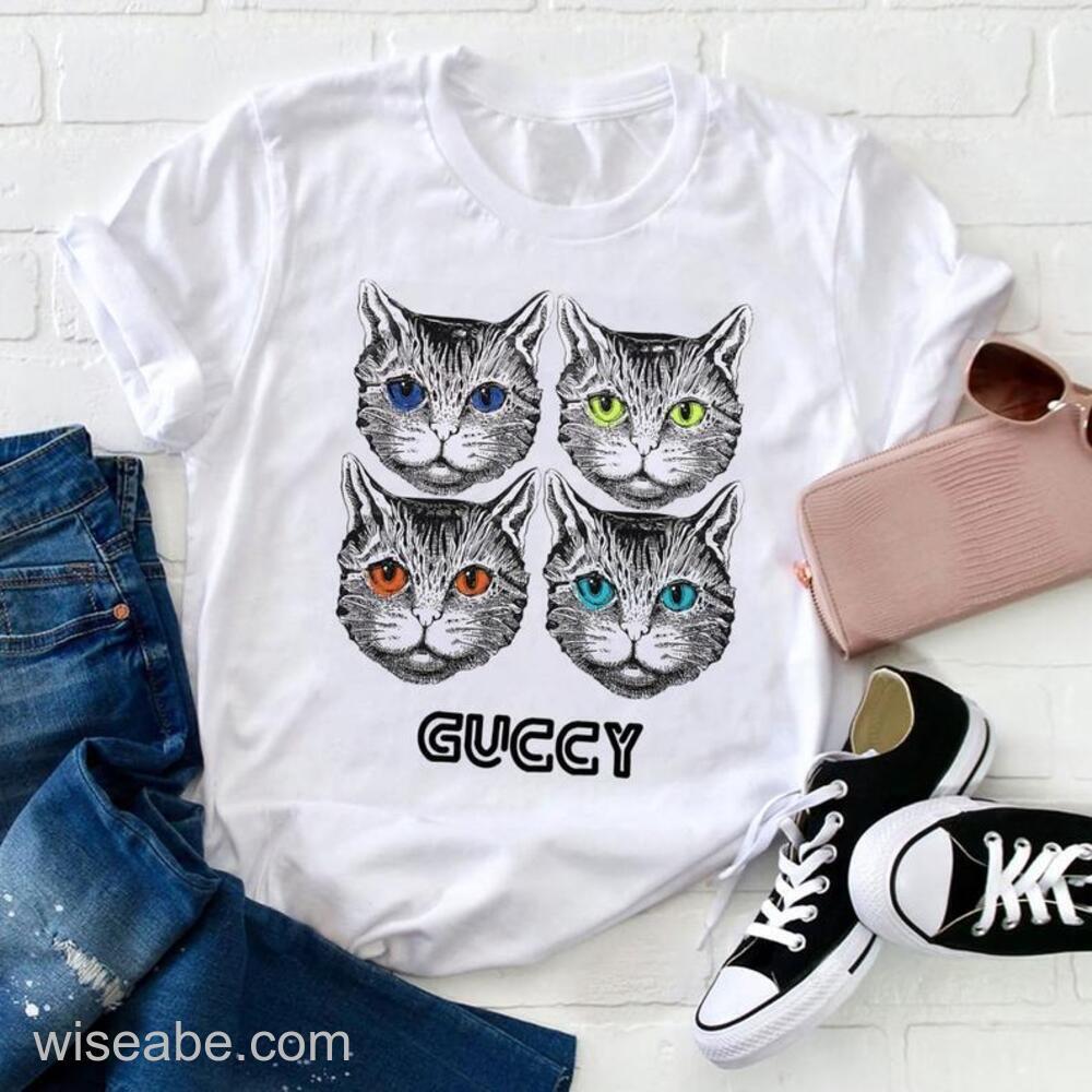 Wiseabe Four Cat With Gucci Logo T Shirt 66fcb4b180d94