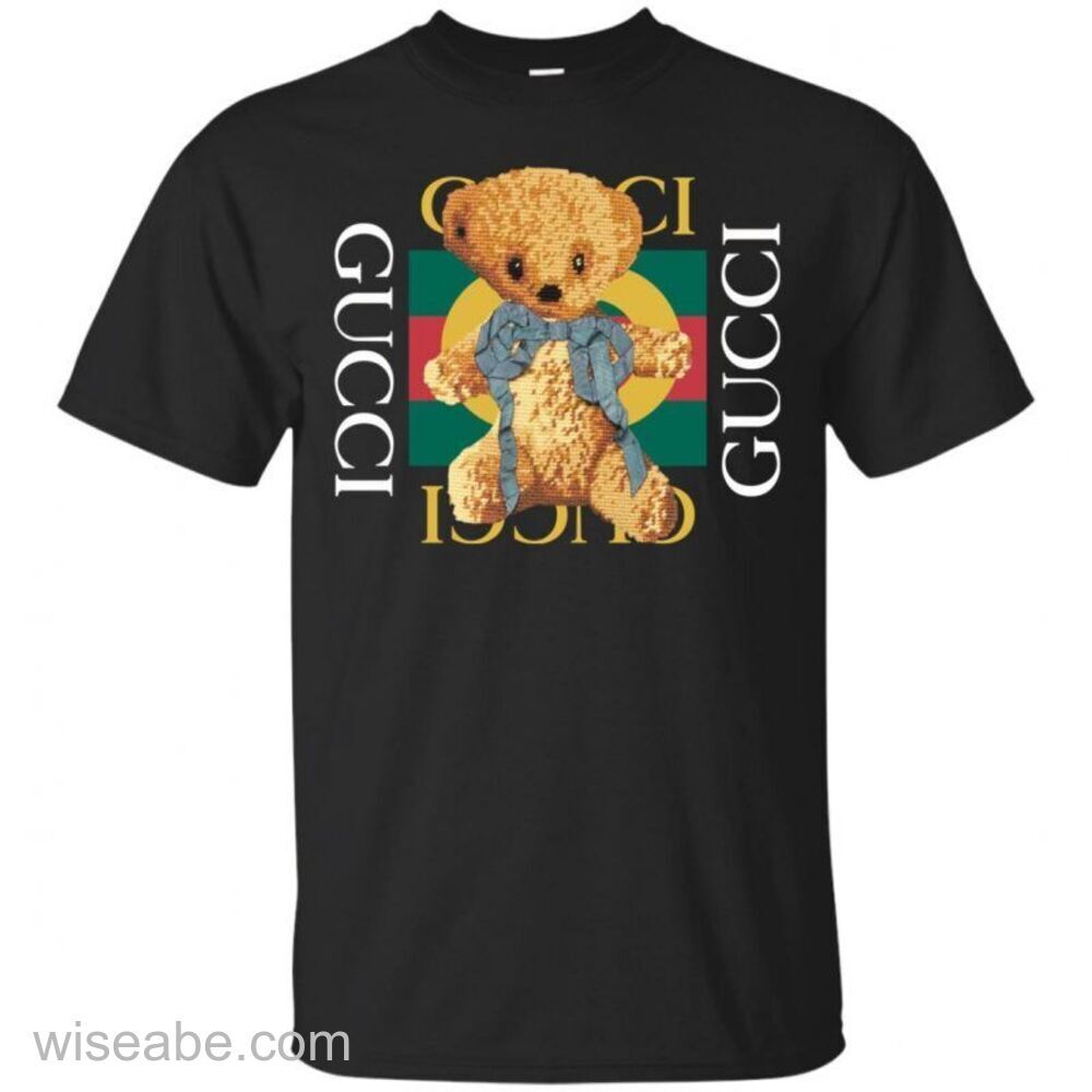 Wiseabe Gucci Teddy Bear Black T shirt Cheap Gucci Shirt 66f3b8abee977