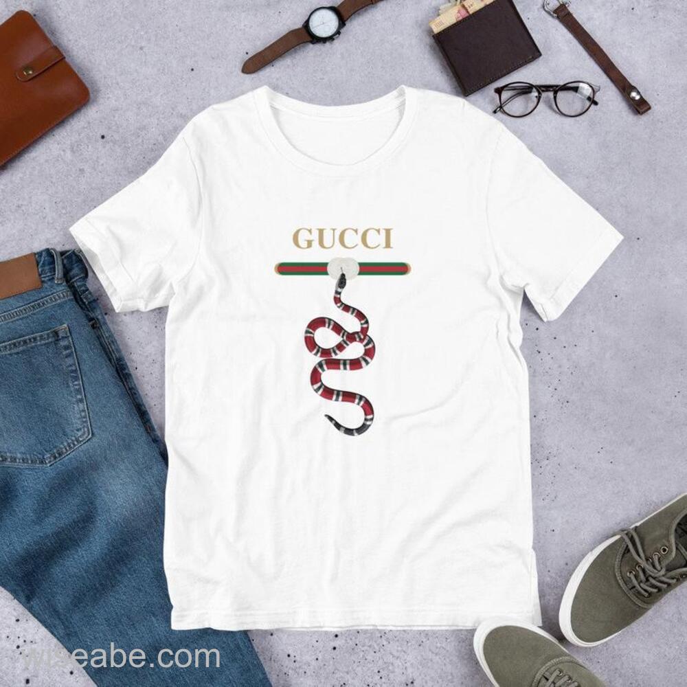 Wiseabe Red Snake Gucci Logo T Shirt Gucci Shirt Cheap 66fd720ab7059