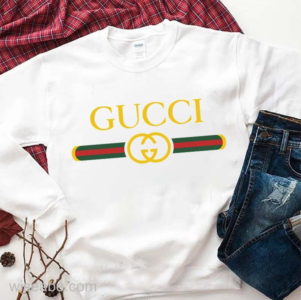 Wiseabe Yellow Logo Gucci White T Shirt Fake Gucci Shirt 66fd6da2e4c9b