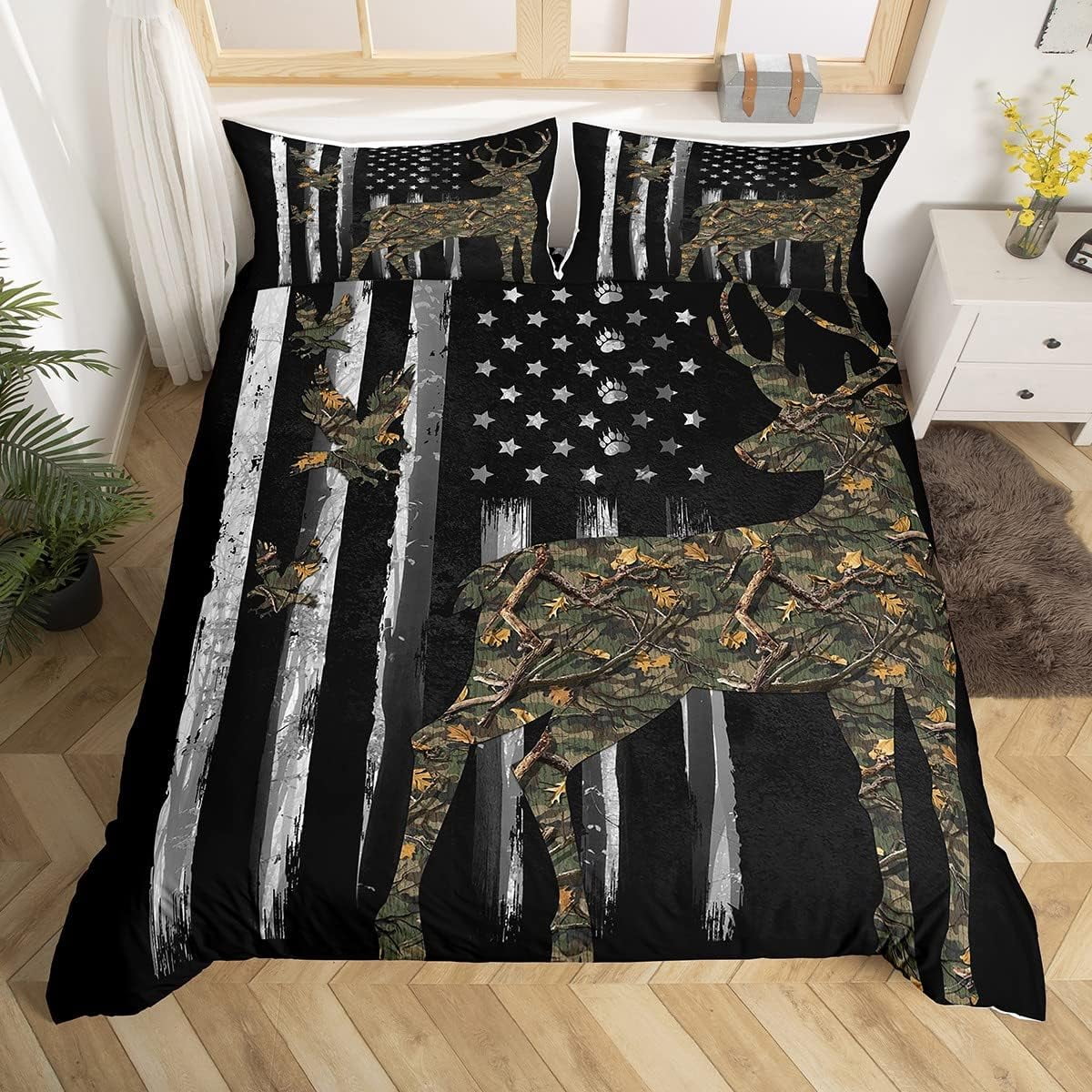 YST American Flag Bedding Set Twin Deer Hunting Duvet Cover Army Green Military Camo Comforter Boys Teens Kids Man Vintage USA Grunge Stripes Bedroom 2f5599d8 d822 4d66 b68e ccd66b14bbd7.a95a9b09d89b039d902ec97d297945c7