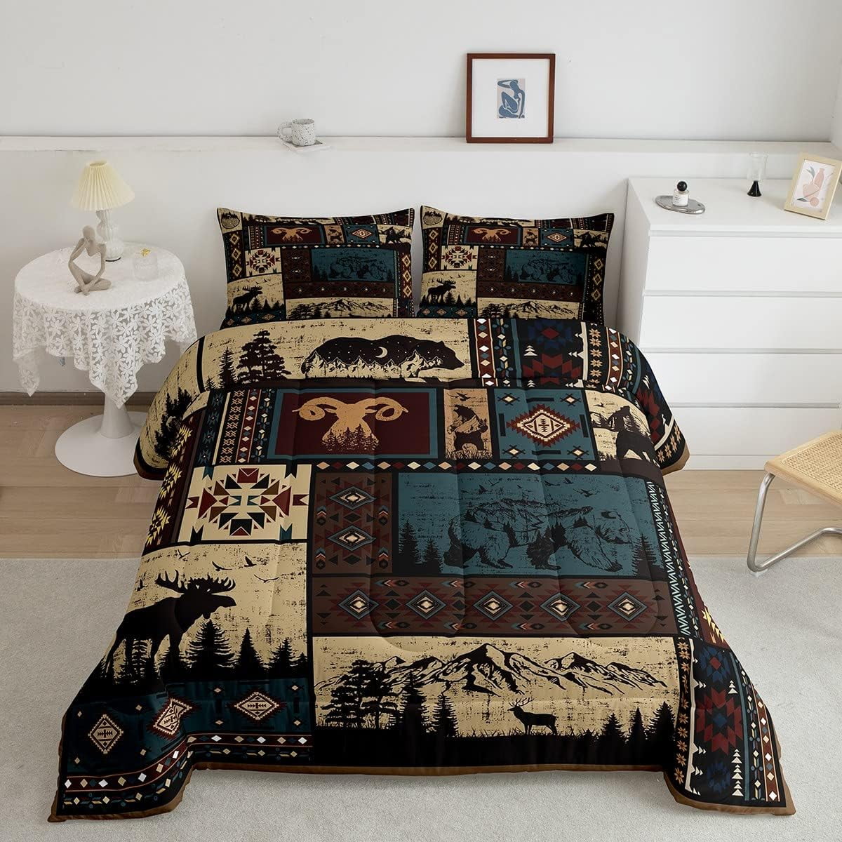 YST Aztec Comforter Sets Twin Rustic Southwestern American Native Bedding Set Bear Deer Moose Quilt Retro Indian Style Hunting Animal Duvet Insert 1 d4f59b81 4248 4af3 a7ae a47038d201cd.55fdba3595a2f880bdbf6b6142a4ad9a