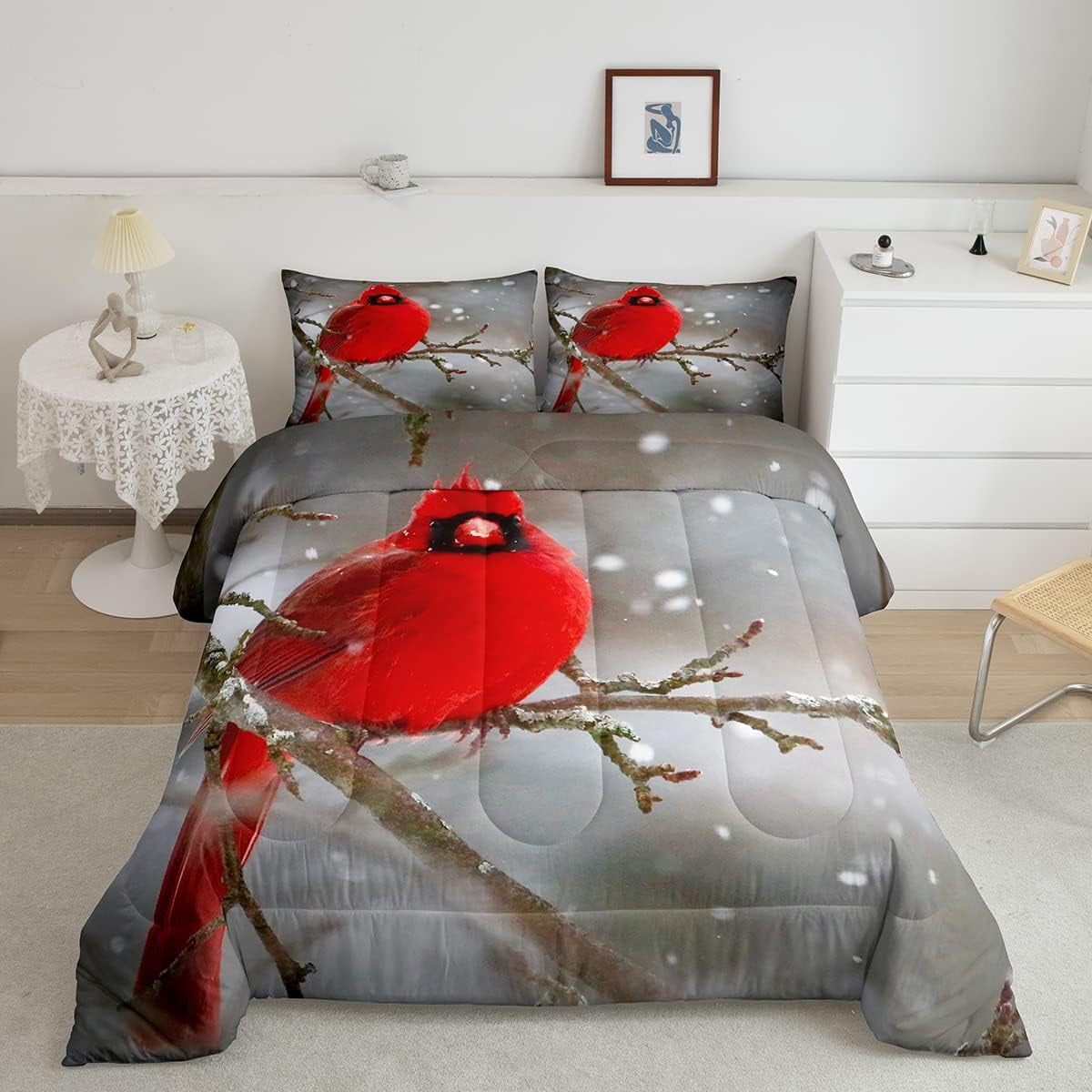 YST Boys Cardinals Comforter Set Twin Size Red Sparrows Duvet Insert Michigan Birds Bedding Winter Tree Branch Bed Quilt Finches Bedroom Decor Kids G fcdbd386 cfe5 498a 91e1 f865fa6b80a5.e1f4313c20a200fc91046150bbe52b5e