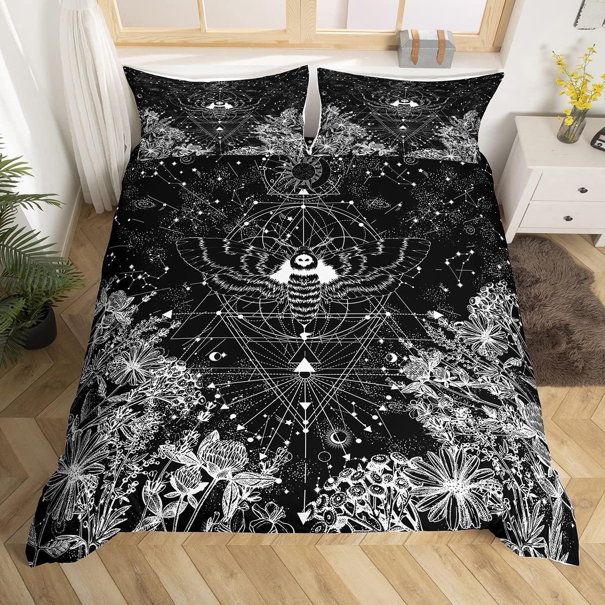 YST Gothic Moth Bedding Sets Twin Sun Moon Comforter Cover Trippy Galaxy Duvet Starry Sky Quilt Cover Hippie Bohemian Psychedelic Astrology Bedspread 0c6cb153 a783 4420 882f ac4dfd039673.4f78d782fdf88807bfba35dbb48b7024