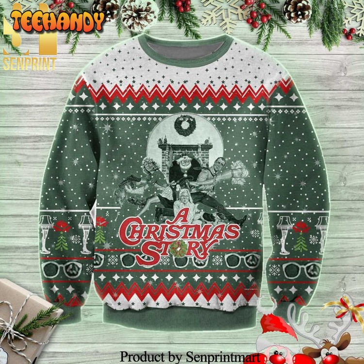 a christmas story poster knitted ugly christmas sweater 920tz