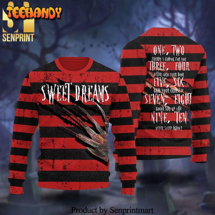 a nightmare on elm street sweet dreams one two freddy ugly sweater opl1m