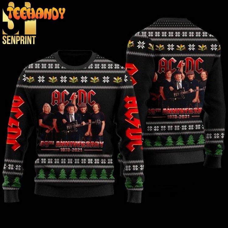 ac dc 48th anniversary 1973 2021 knitted ugly christmas sweater wlz52