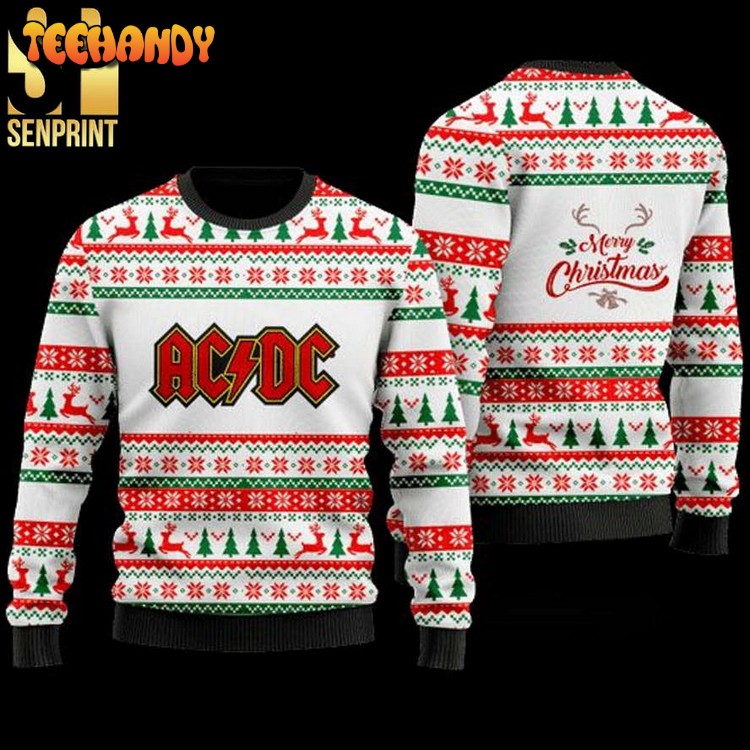 ac dc merry xmas faux knitted ugly christmas sweater 4ci8r