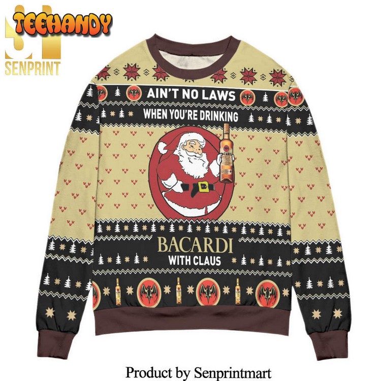 aint no laws when youre drinking bacardi christmas sweater vosds