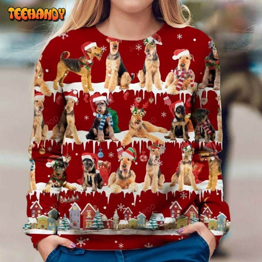 airedale terrier snow christmas ugly sweater christmas sweaters 0yblr