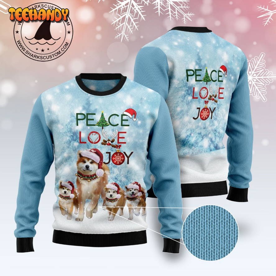 akita peace love joy ugly christmas sweater all over print sweatshirt 7t5k7