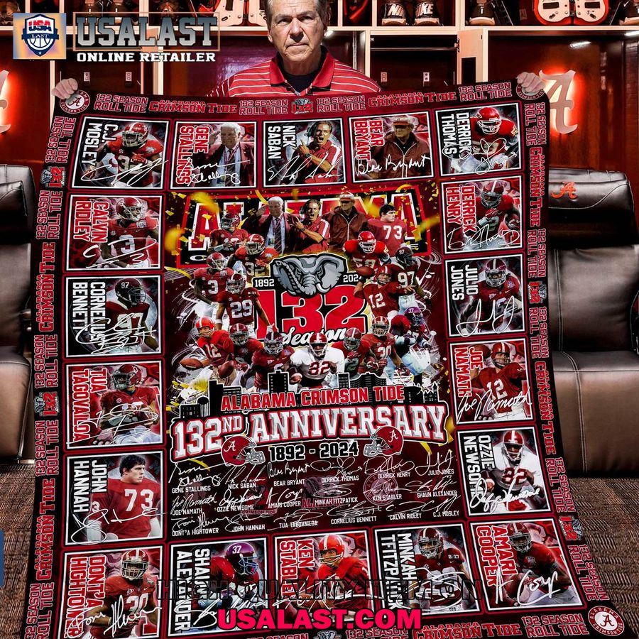 alabama crimson tide 132th anniversary 1892 2024 special quilt blanket 1 FeAIK