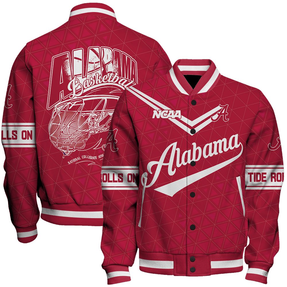 alabama crimson tide ncaa basketball tide rolls on 3d unisex baseball varsity jacket baseball jacket all over print lv3ww