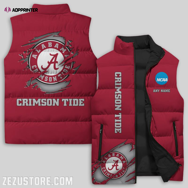 alabama crimson tide ncaa sleeveless puffer jacket custom for fans gifts 1