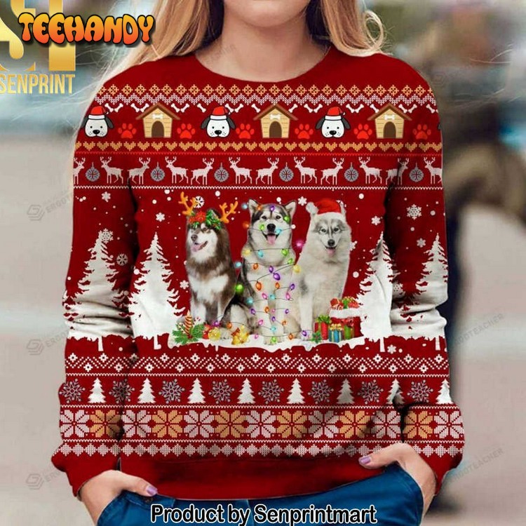 alaskan dog for christmas gifts ugly christmas wool sweater g45l8