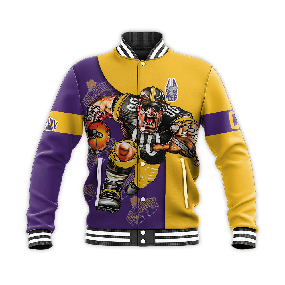 albany great danes baseball jacket button up zipper hooded all over print football go on gift for fans ncaa om0u0