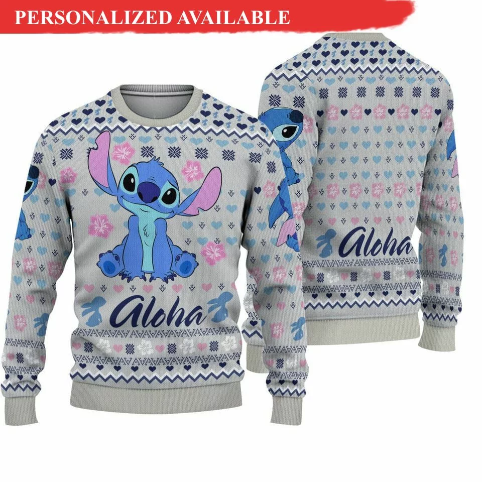 alien blue merry stitchmas ugly christmas sweater 2853