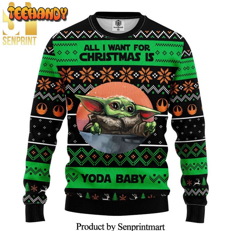 all i want for christmas is yoda baby star wars knitted ugly sweater kb4sx