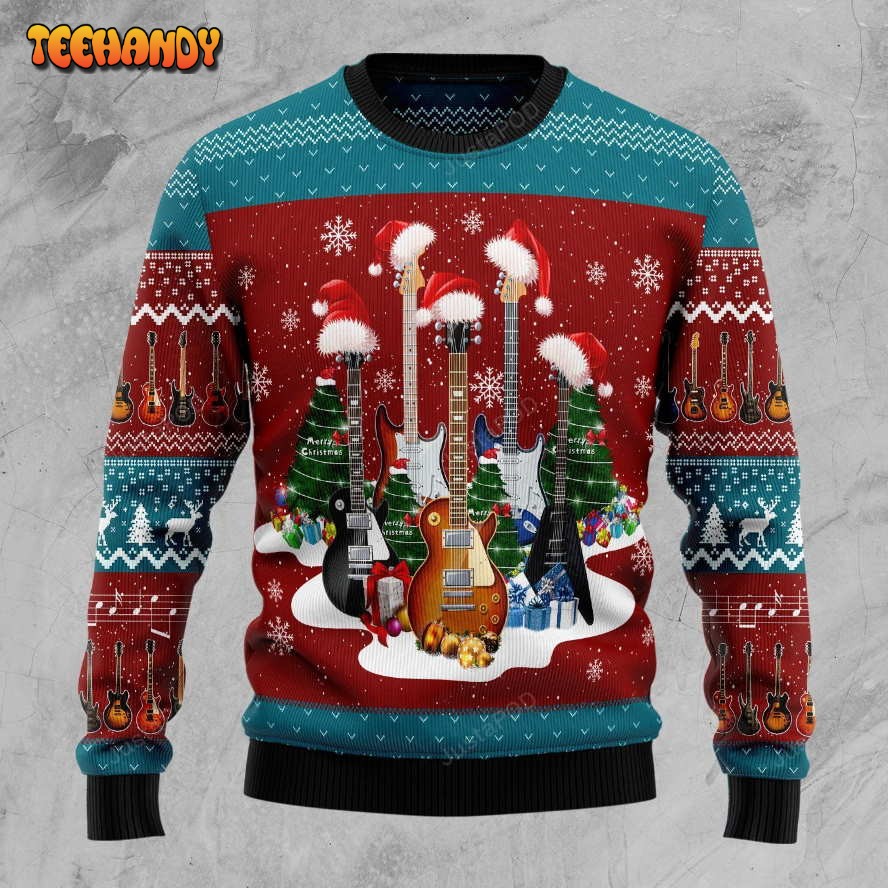 all of electric guitar ugly christmas sweater all over print sweatshirt x8efi