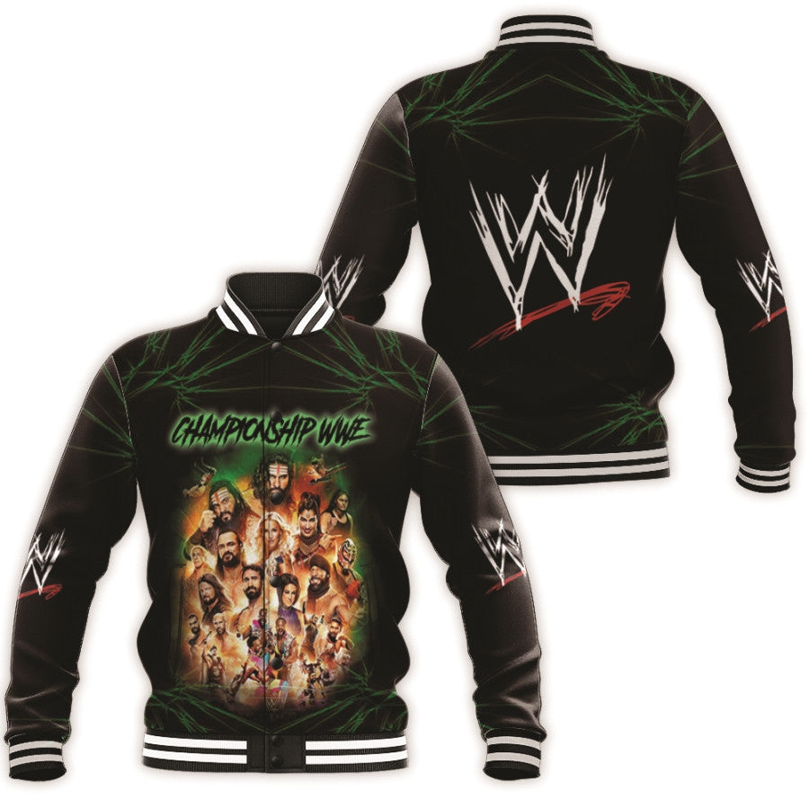 all stars championship wwe legends meeting black 3d designed allover gift for wwe fans baseball jacket button up zipper hooded all over print leosi