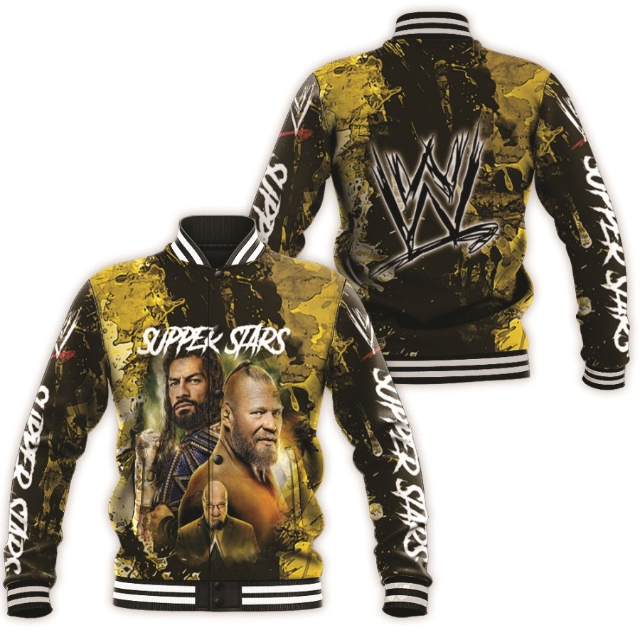 all stars super stars championship wwe legends black 3d designed allover gift for wwe fans baseball jacket button up zipper hooded all over print udale