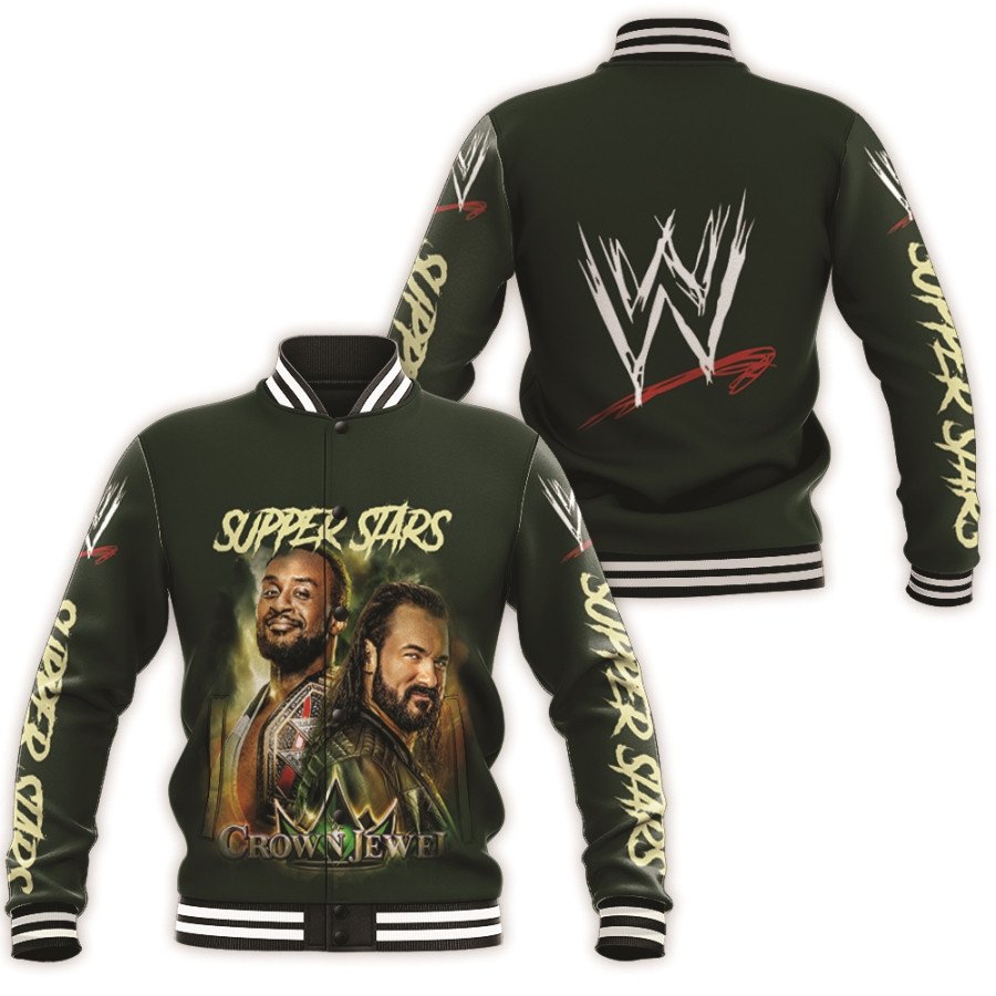 all stars super stars crown jewel championship wwe legends professional wrestle black 3d designed allover gift for wwe fans baseball jacket button up zipper hooded all over print ytrsk