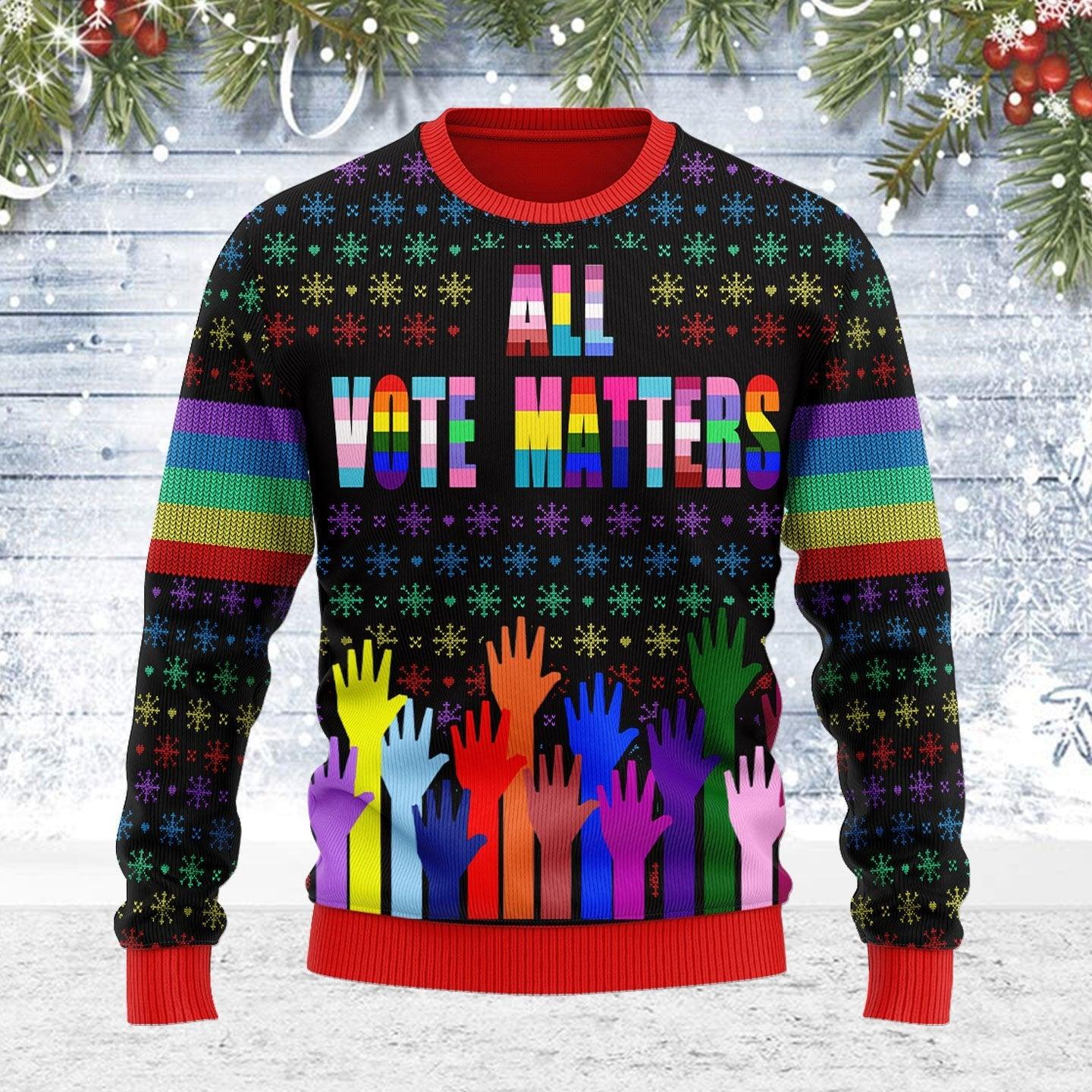 all vote matters ugly christmas sweater gearhomie com 1