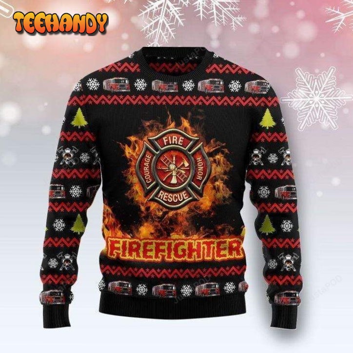 amazing firefighter ugly christmas sweater all over print sweatshirt h1530