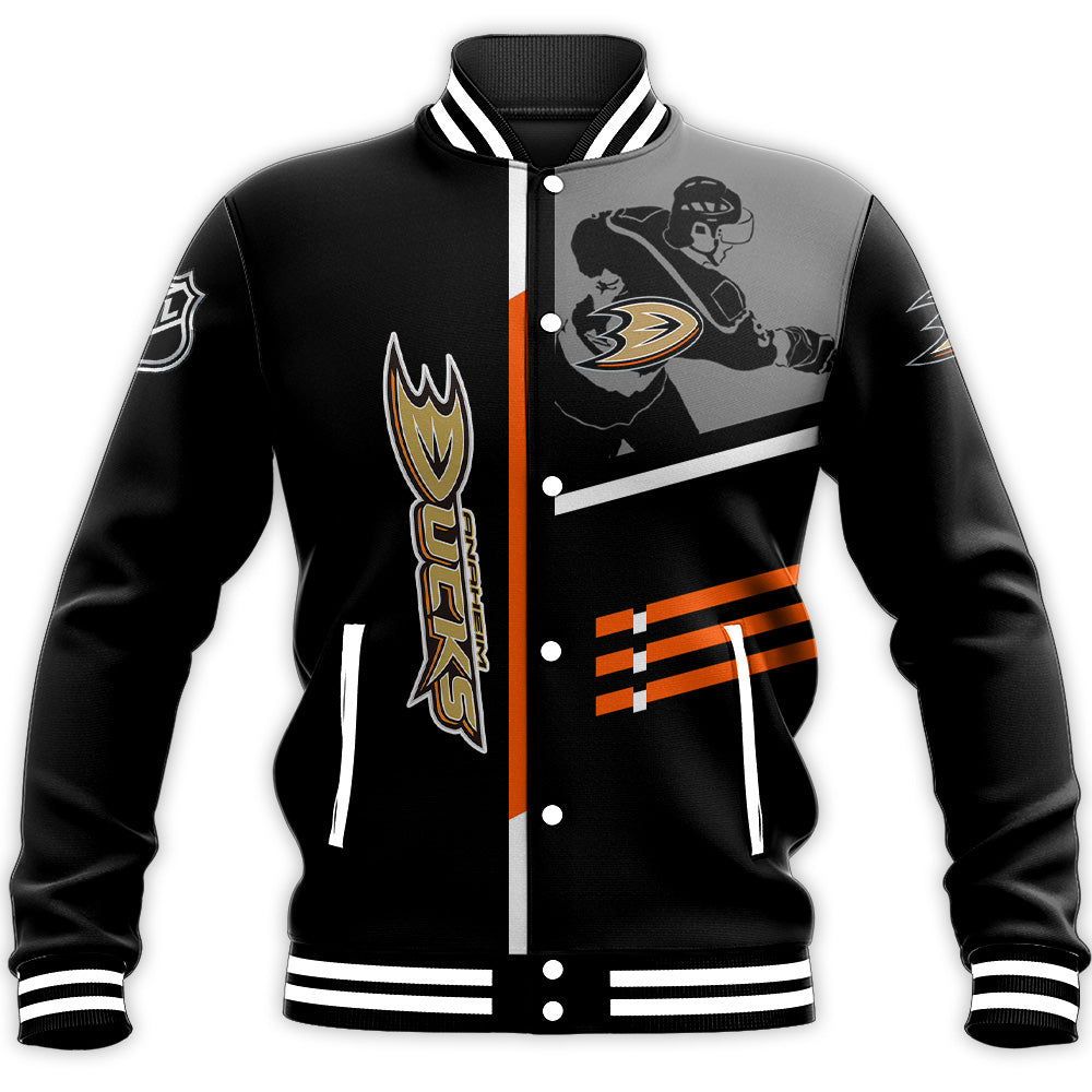 anaheim ducks baseball jacket button up zipper hooded all over print personalized hockey for fan nhl hghsg