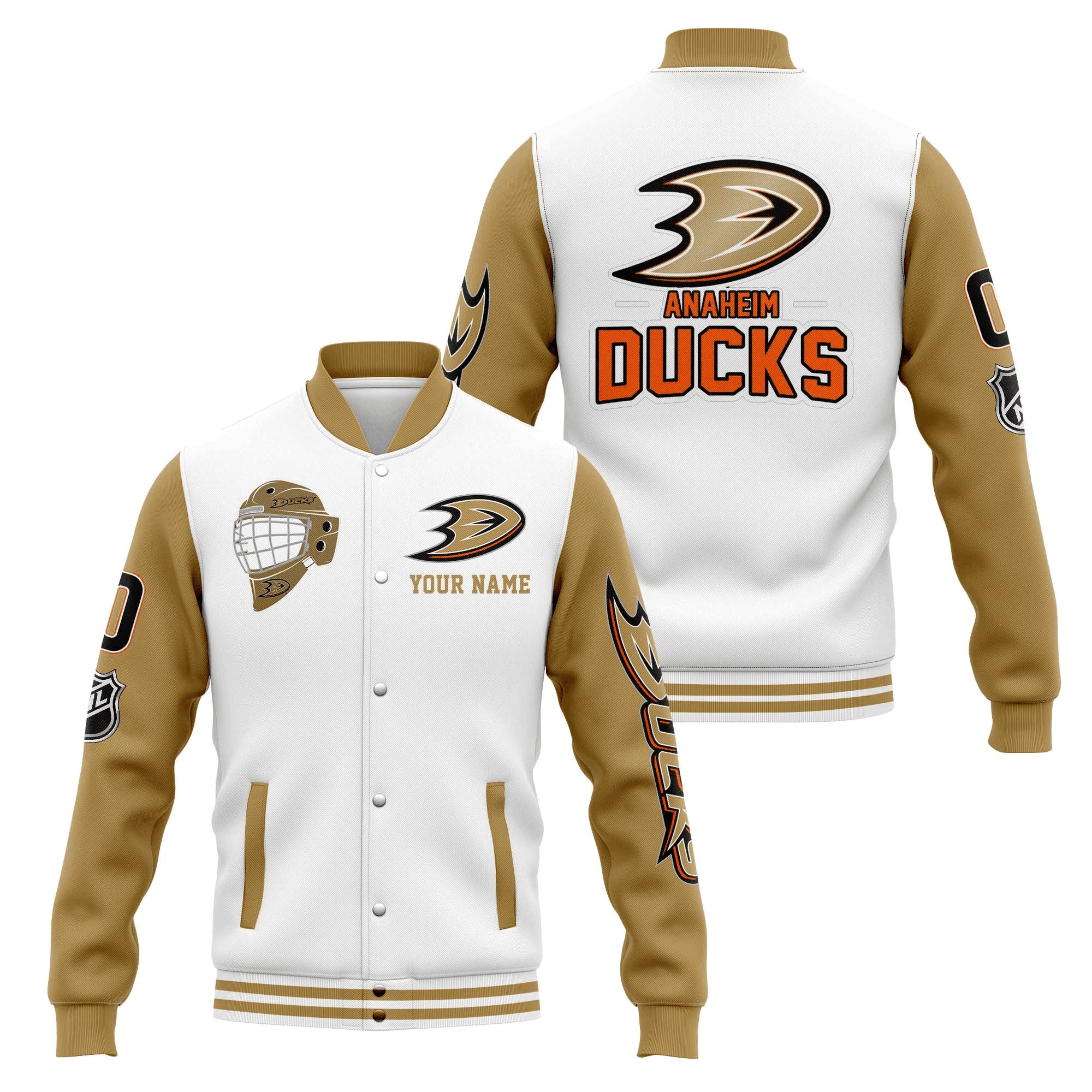 anaheim ducks custom name and number nhl baseball baseball varsity jacket baseball jacket all over print 6glju