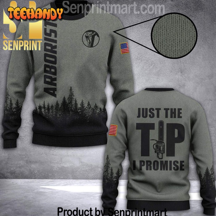 arborist just the tip i promise all over printed knitted wool sweater us61y