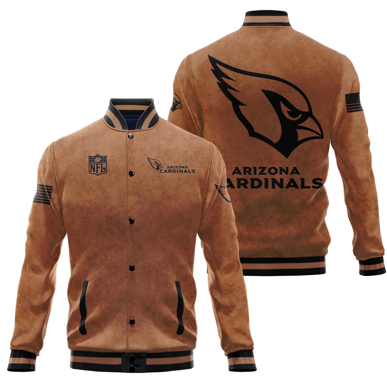 arizona cardinals 2023 salute to service club baseball jacket baseball varsity jacket baseball jacket all over print brown uf7qe