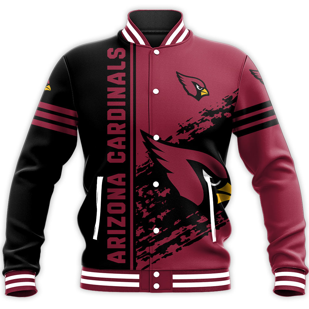 arizona cardinals baseball jacket button up zipper hooded all over print quarter style nfl 7btro