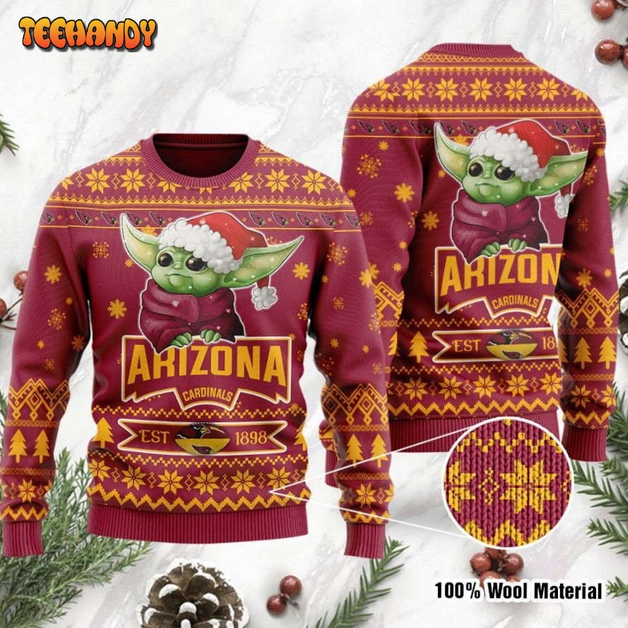 arizona cardinals cute baby yoda grogu holiday party ugly christmas sweater 9hn13