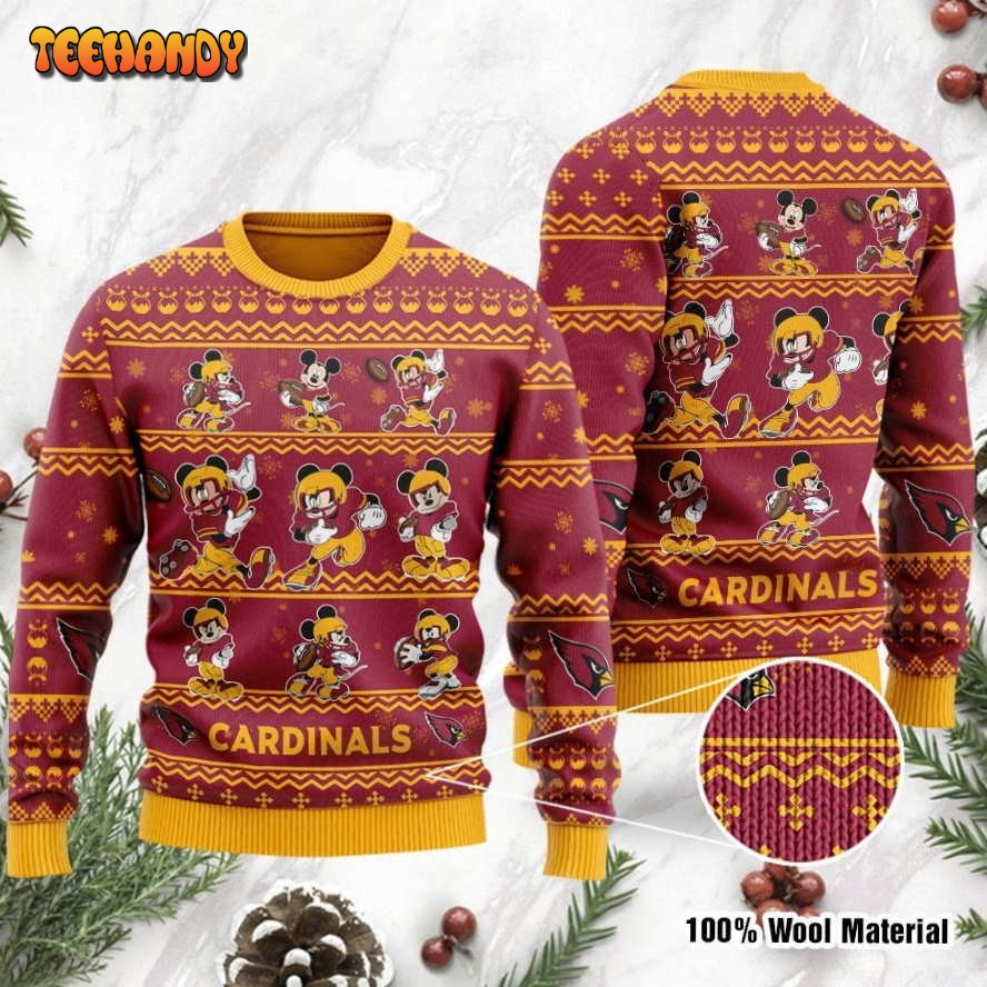 arizona cardinals mickey mouse holiday party ugly christmas sweater ukj3u