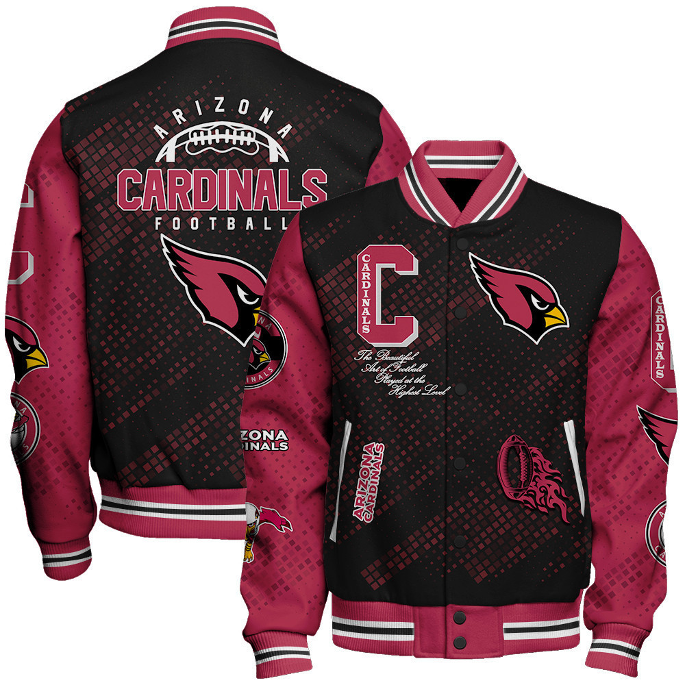 arizona cardinals nfl pattern baseball varsity jacket baseball jacket all over print v13 krbgw