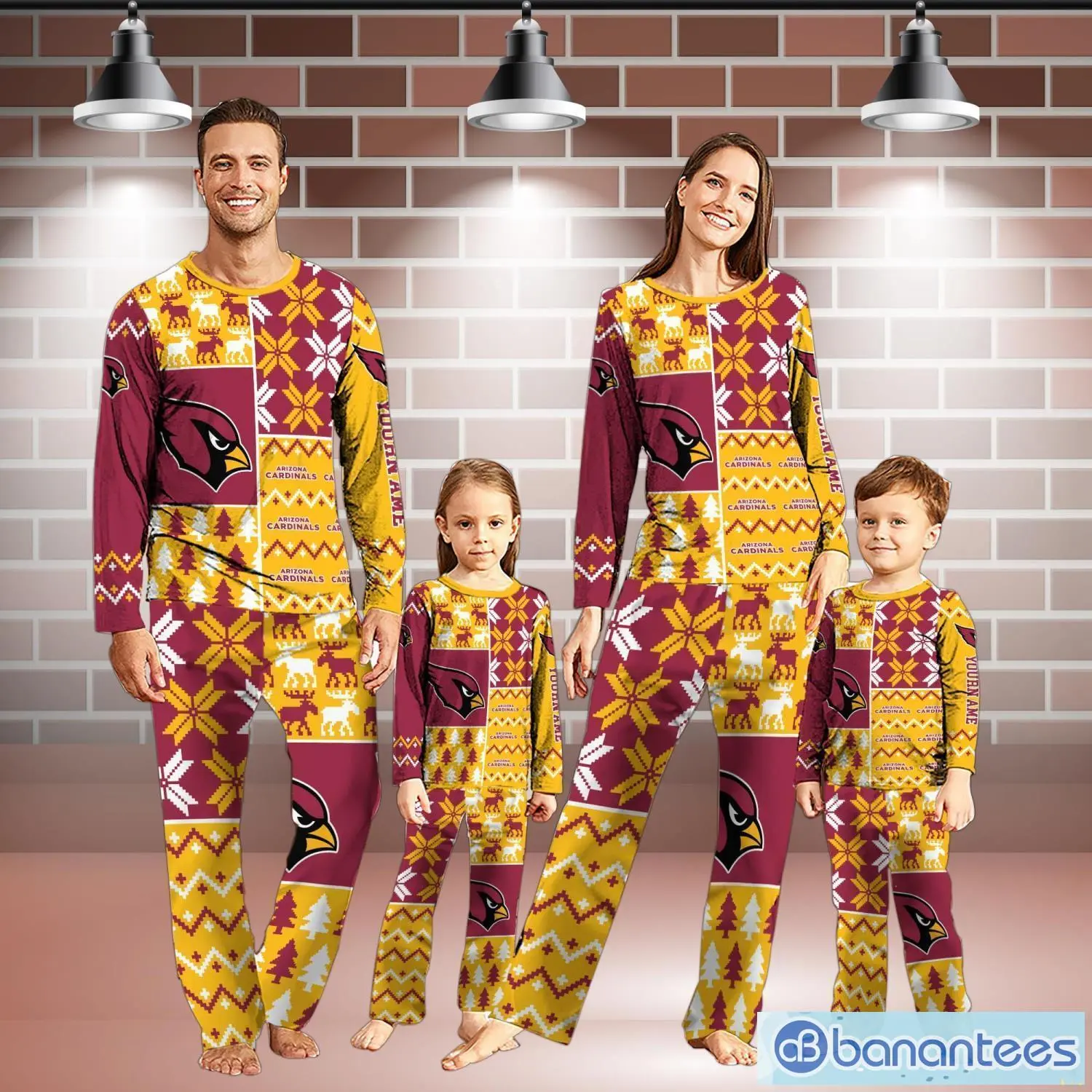 arizona cardinals pajamas set christmas snowflake pattern pajamas christmas gift for family