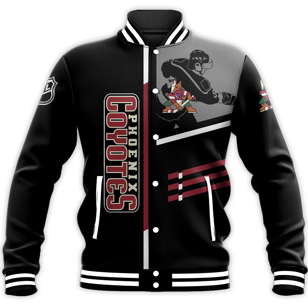 arizona coyotes baseball jacket button up zipper hooded all over print personalized hockey for fan nhl nf56a