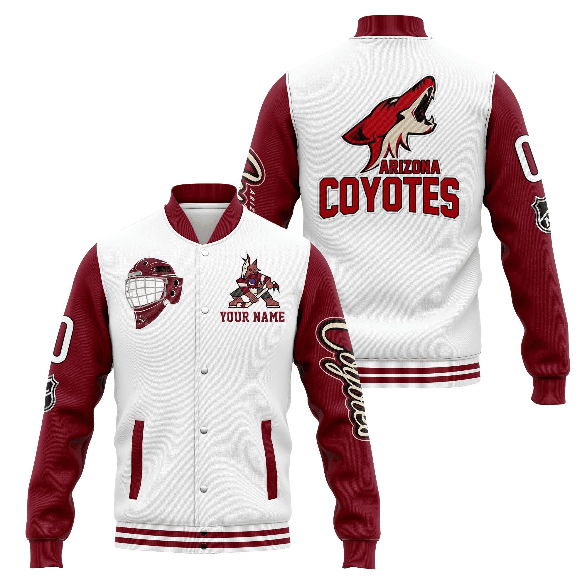 arizona coyotes custom name and number nhl baseball baseball varsity jacket baseball jacket all over print tiduk