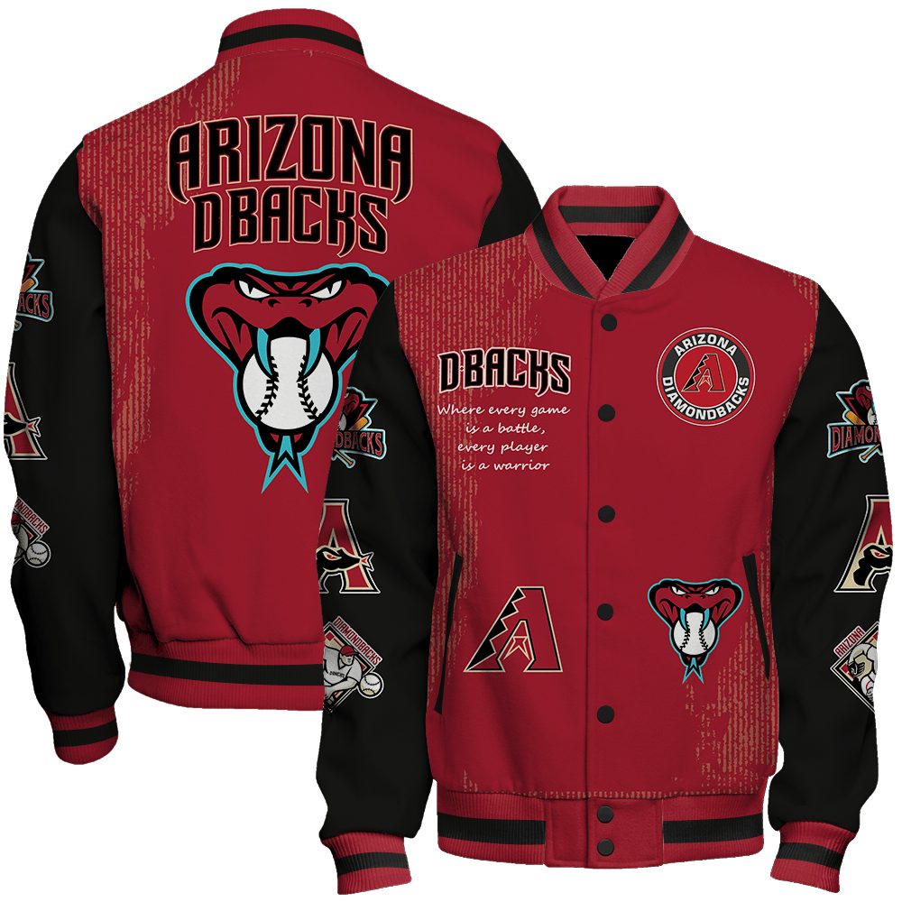 arizona diamondbacks mlb baseball every game is a battle 3d unisex baseball varsity jacket baseball jacket all over print pviru