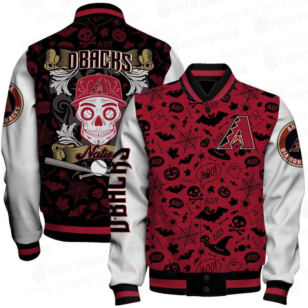 arizona diamondbacks mlb halloween pattern baseball varsity jacket baseball jacket all over print 2mu0a