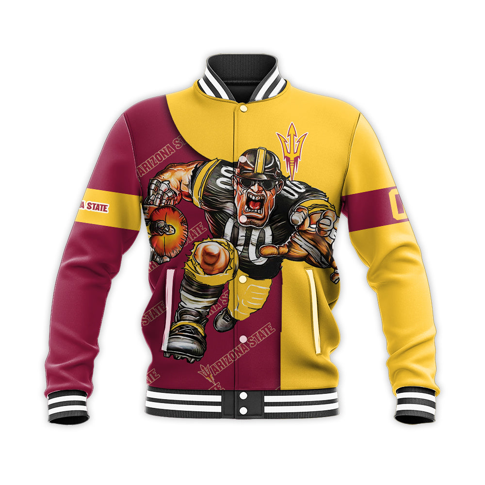 arizona state sun devils baseball jacket button up zipper hooded all over print football go on gift for fans ncaa m8d05