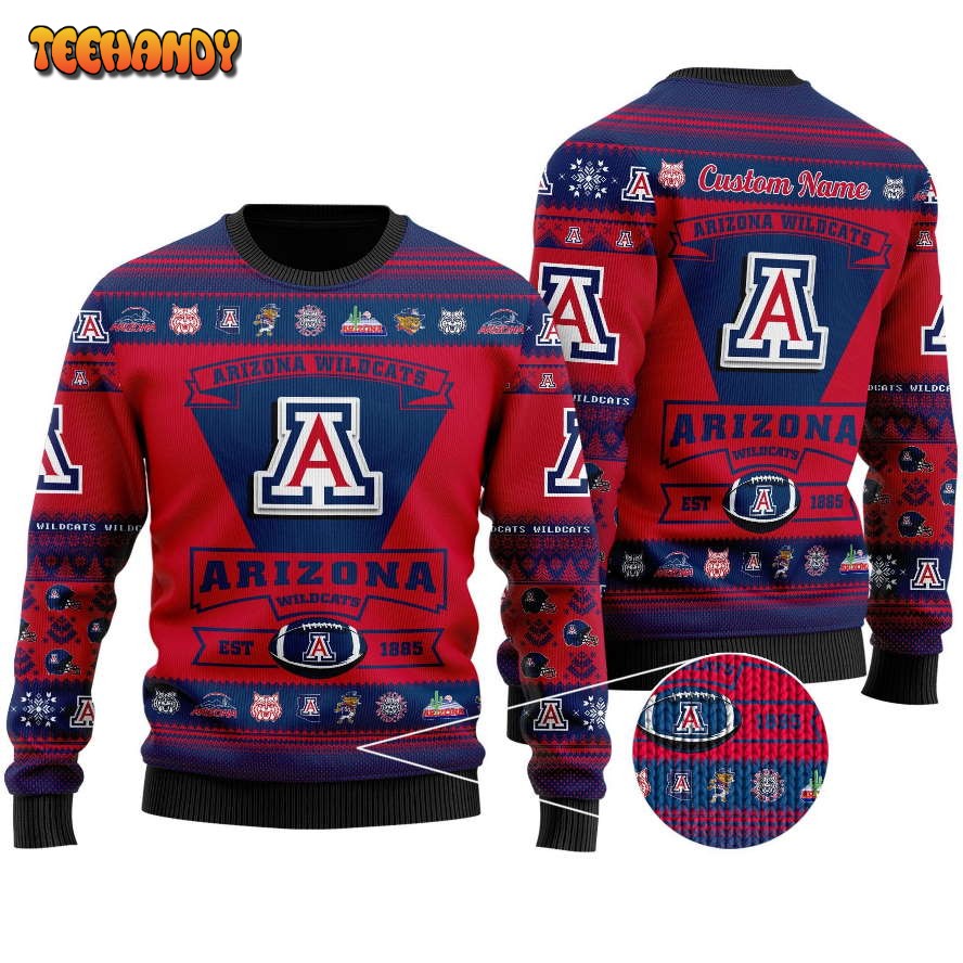 arizona wildcats football team logo custom name personalized ugly sweater nbct8