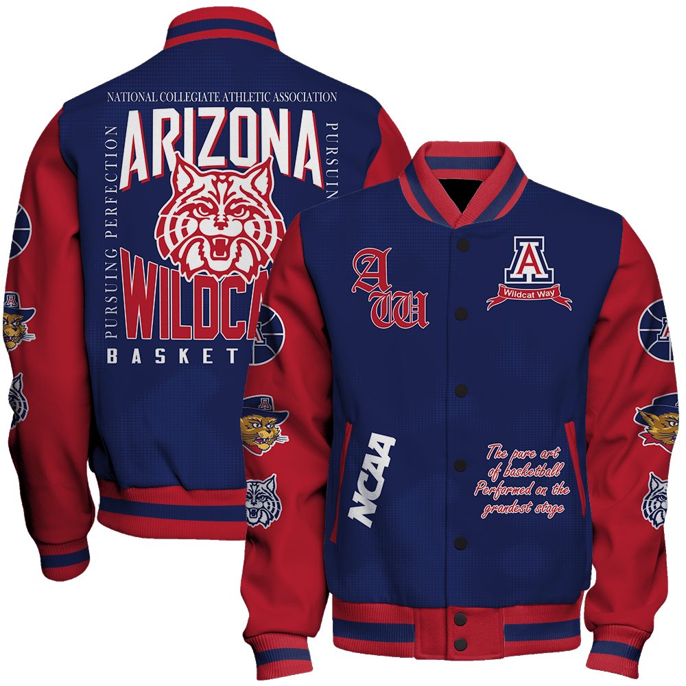 arizona wildcats ncaa basketball wildcat way 3d unisex baseball varsity jacket baseball jacket all over print wckn7