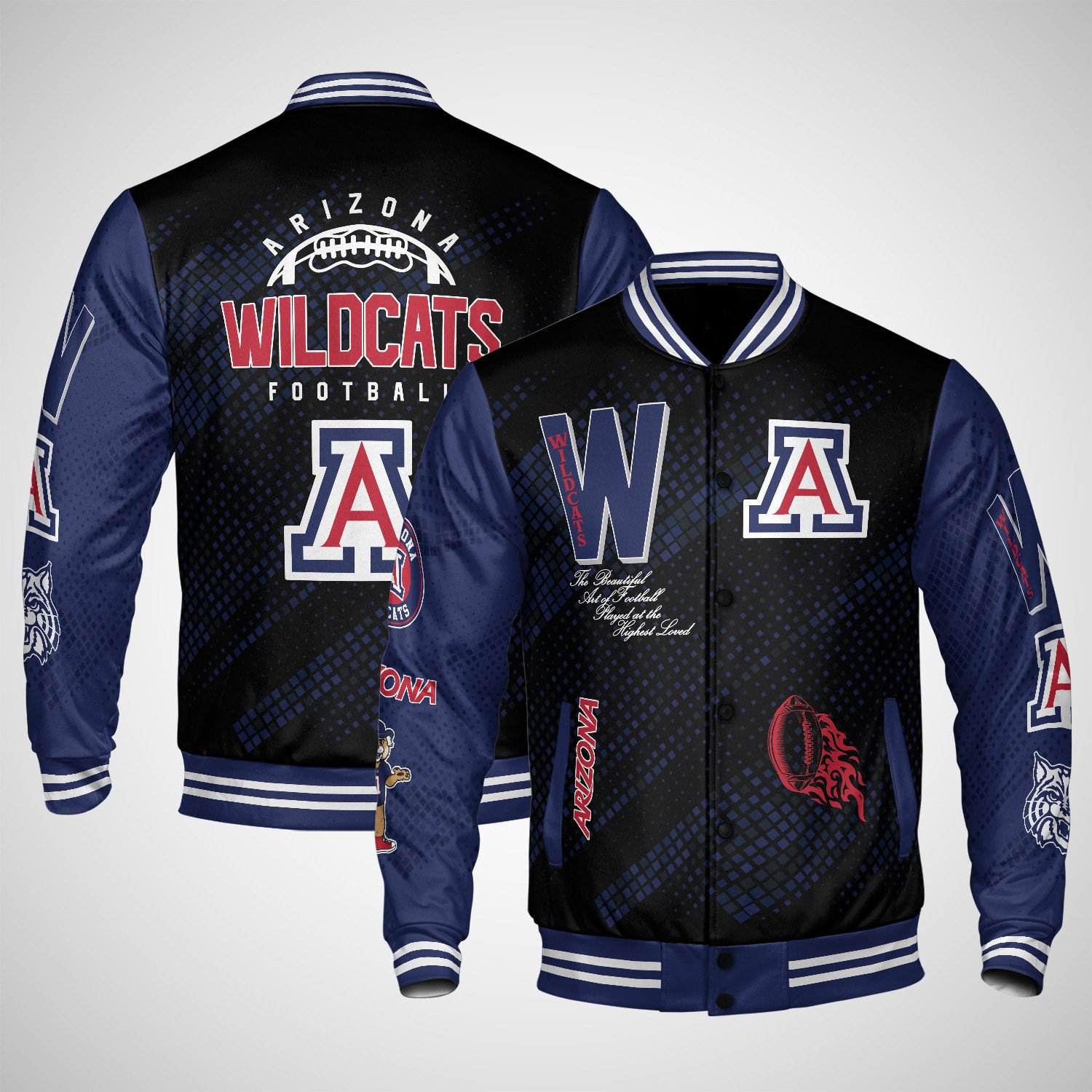 arizona wildcats varsity jacket baseball jacket all over print wf bsr90