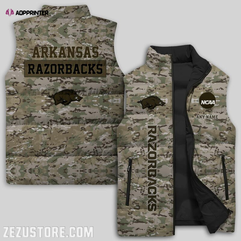 arkansas razorbacks ncaa sleeveless puffer jacket custom for fans gifts 3