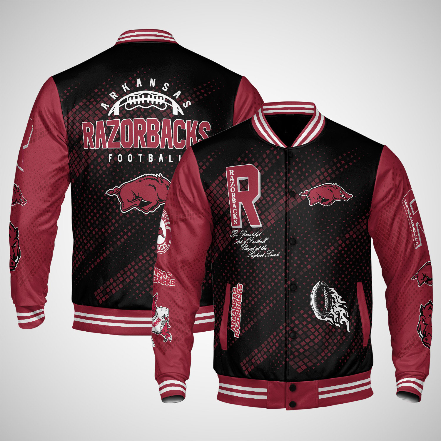 arkansas razorbacks varsity jacket baseball jacket all over print wf ld1jy