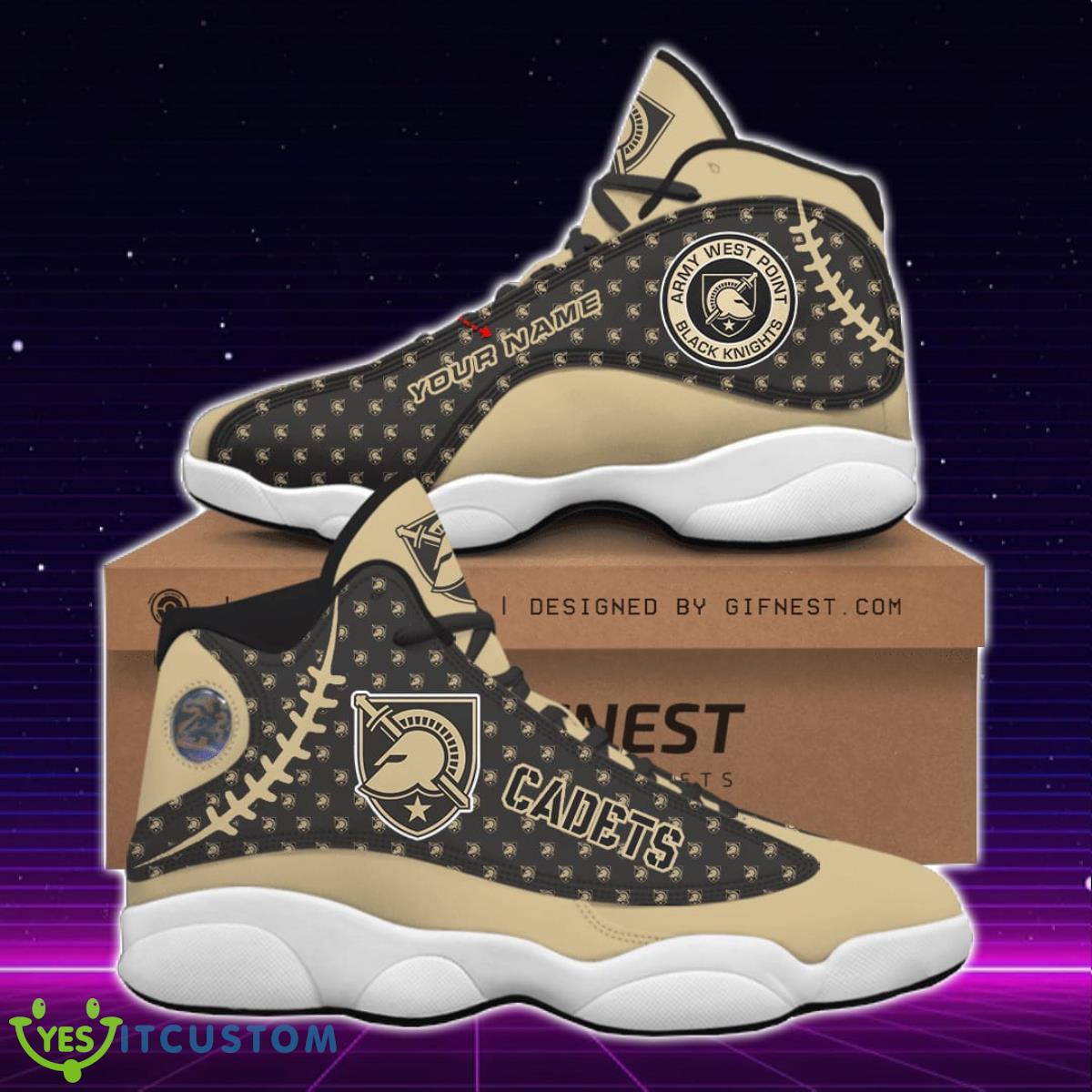 army black knights jordan 13 sneakers custom name best gift for men and women