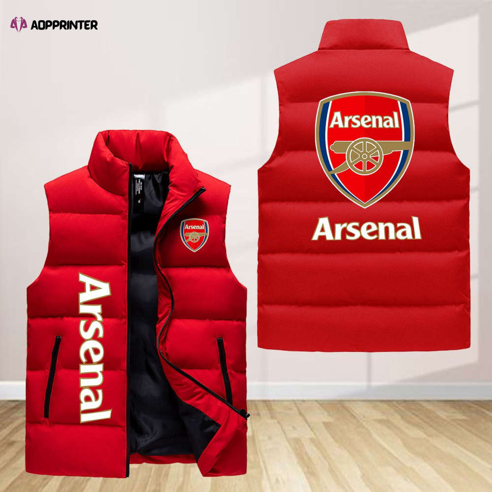 arsenal f c sleeveless puffer jacket custom for fans gifts