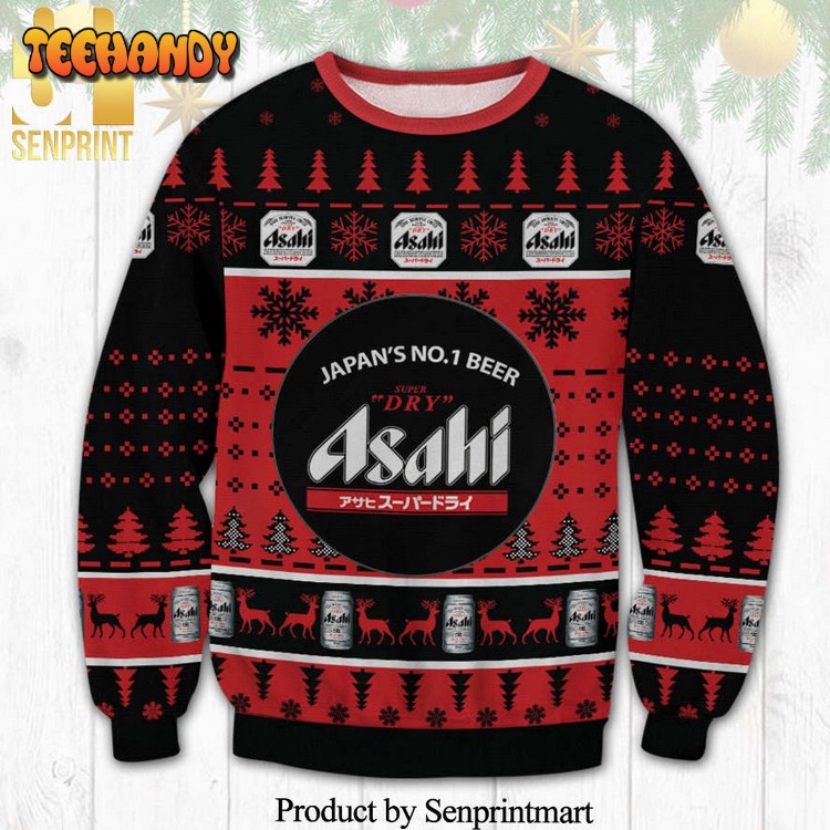 asahi breweries super dry beer knitted ugly christmas sweater ntqxi